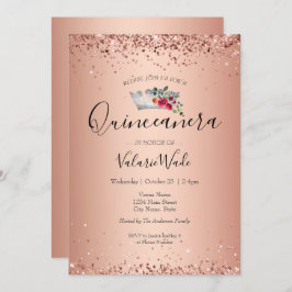 Belastinguitnodiging voor blush Pink Glitter Quinc