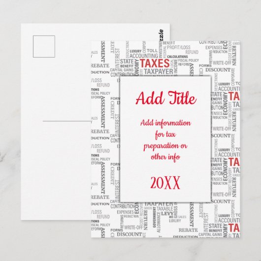 Belastingvoorbereiding Dagbudget Briefkaart (Voorkant / Achterkant)