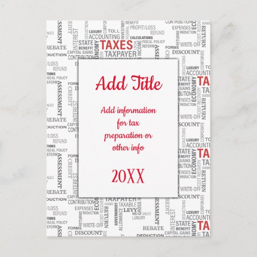 Belastingvoorbereiding Dagbudget Briefkaart (Voorkant)