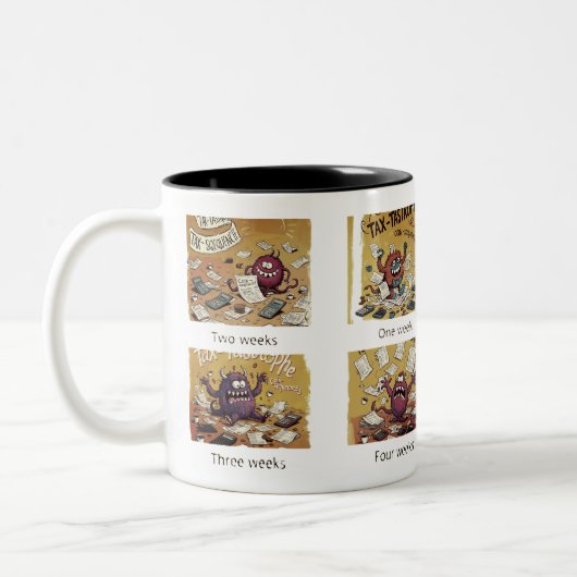 belastingvreugde tweekleurige koffiemok (Links)