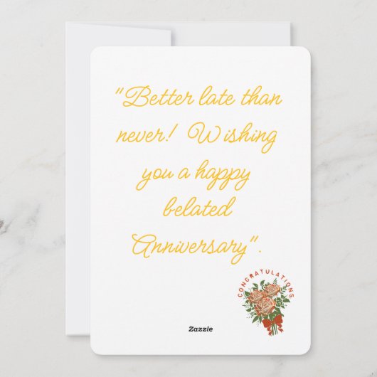 Belated Anniversary Wishes Feestdagenkaart (Achterkant)