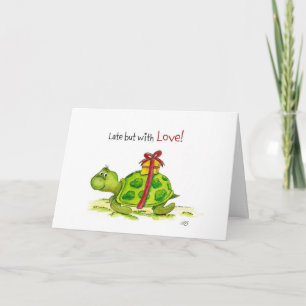 Belated Birthday Card - Late maar met Love Turtle Kaart