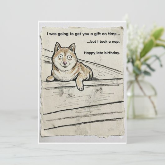 Belated Birthday Card – Shibupi Took a Nap (Staand voorkant)