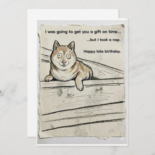 Belated Birthday Card – Shibupi Took a Nap (Voorkant / Achterkant)