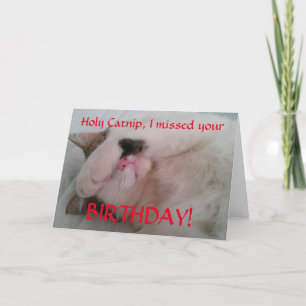 Belated Birthday Cat Humor Kaart