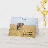 Belated Birthday Elephant Personalize Name Text Kaart (Gele Bloem)