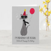Belated Birthday Fashionable Cat Kaart (Gele Bloem)