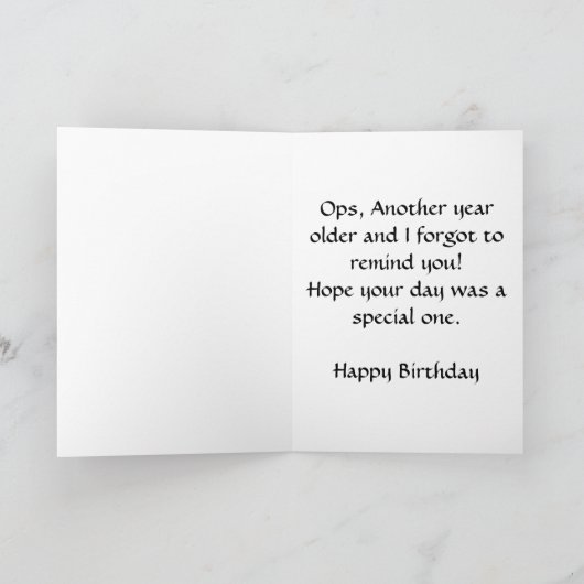 Belated Birthday - Herinnering Kaart (Binnen)