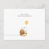 Belated Birthday Sorry Snail Illustration Card Briefkaart (Voorkant)
