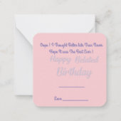 Belated Birthday Wishes Note card Notitiekaartje (Achterkant)