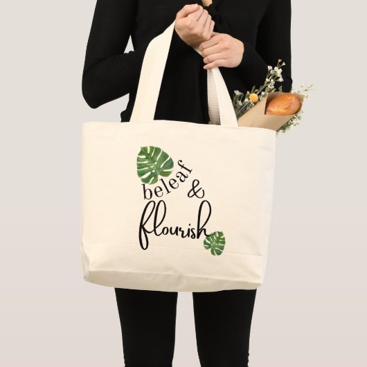 Beleaf (Geloof) & Bloei Grote Tote Bag (Voorkant (product))