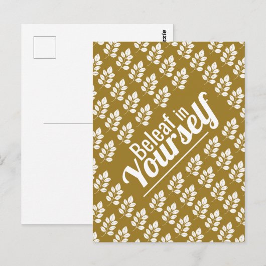 Beleaf in jezelf, White Leaf Briefkaart (Voorkant / Achterkant)