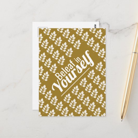 Beleaf in jezelf, White Leaf Briefkaart (Voorkant / Achterkant in situ)