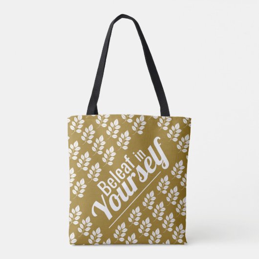 Beleaf in jezelf, White Leaf Tote Bag (Achterkant)