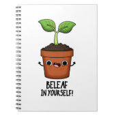 Beleaf in Yourself Funny Plant Pun Notitieboek (Voorkant)
