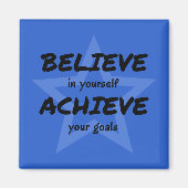 Beleef aanmoedigingsblauwe ster magneet (Voorkant)