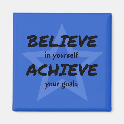 Beleef aanmoedigingsblauwe ster magneet (Voorkant)