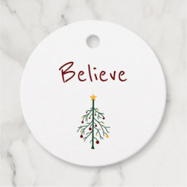 Beleef de rode, eenvoudige kerstboom bedankjes labels