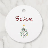 Beleef de rode, eenvoudige kerstboom bedankjes labels (Voorkant)