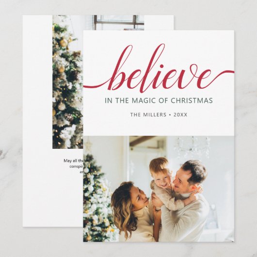 Beleef de witte feestkaart voor kerstscript feestdagenkaart (Voorkant / Achterkant)