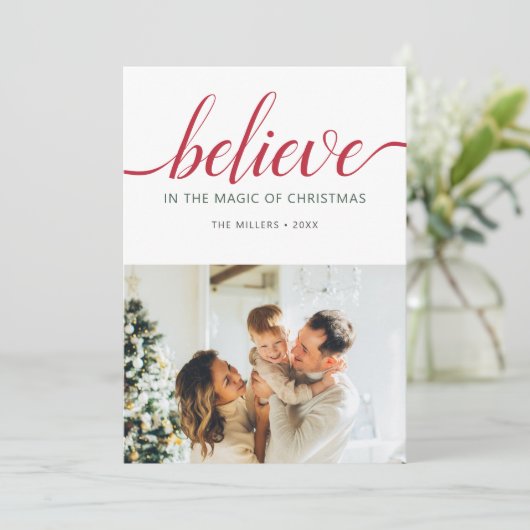 Beleef de witte feestkaart voor kerstscript feestdagenkaart (Staand voorkant)