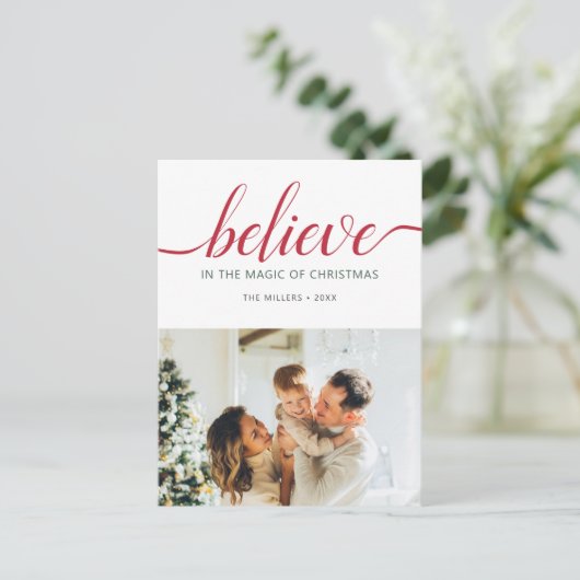 Beleef de witte foto van het kerstscript feestdagenkaart (Staand voorkant)