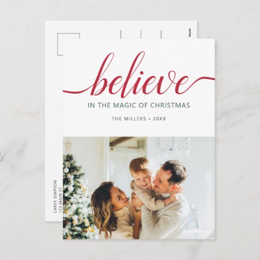 Beleef de witte foto van het kerstscript feestdagenkaart (Voorkant / Achterkant)