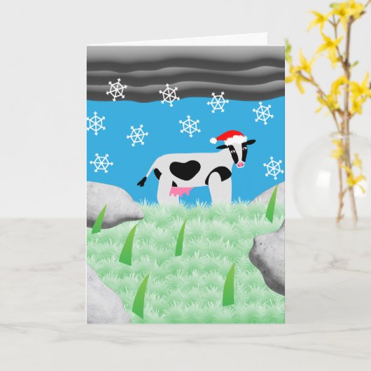 Beleef een Moo-ey kerstfeest Kaart (Gele Bloem)