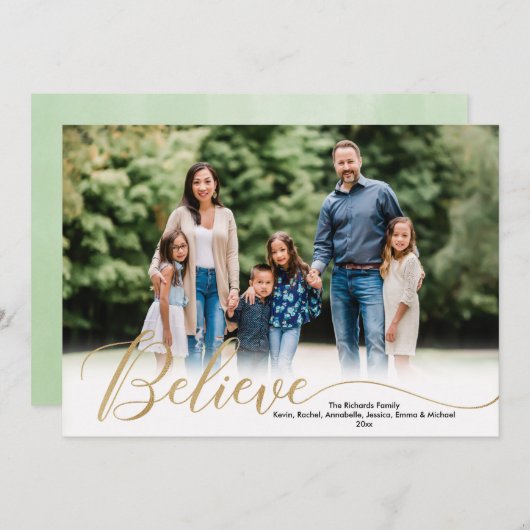 Beleef gouden witte, eenvoudige kerstkaart (Voorkant / Achterkant)