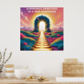 Beleef Groeten in een Nieuwe Dimensie - Surrealist Poster (Keuken)