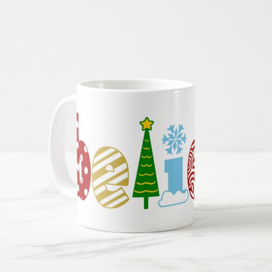 Beleef het startsein voor de Mok voor kerstcadeau (Voorkant links)