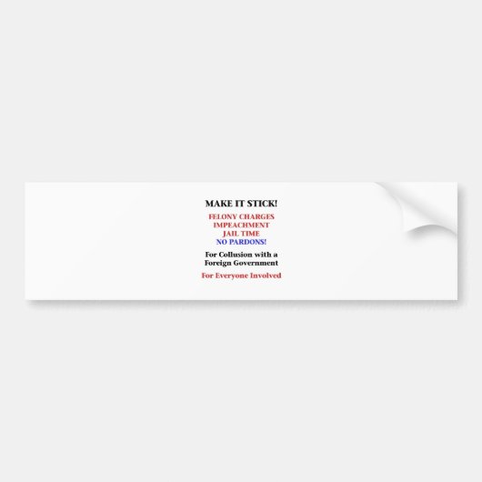 Beleef met Geen Pardons voor Collusie Bumpersticker (Voorkant)