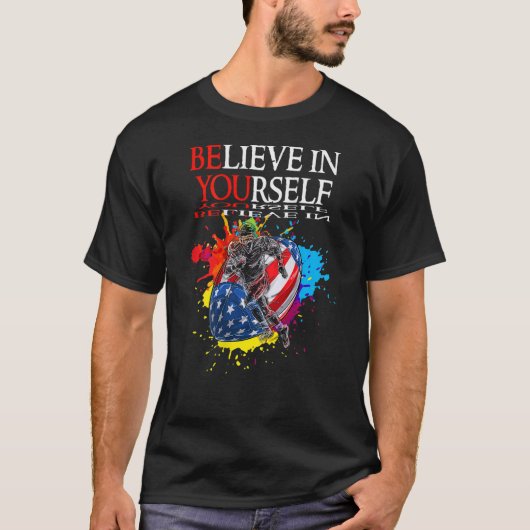 Beleef zelf Football-backprint design T-shirt (Voorkant)