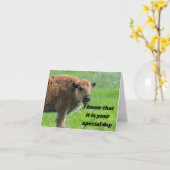 BELEEFDE BABY BUFFALO ZEGT ***FIJNE VERJAARDAG** KAART (Gele Bloem)