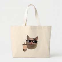 Beleefde Cat Meme met Swag Glasses en Boba Drink