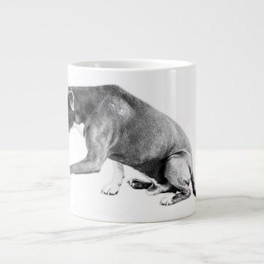 Beleefde poot - Pitbull Mix Monochrome Grote Koffiekop (Voorkant)
