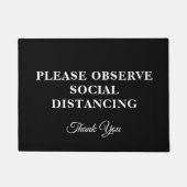 Beleefde zwart-wit social distancing deurmat (Voorkant)