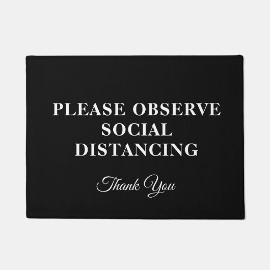 Beleefde zwart-wit social distancing deurmat (Voorkant)