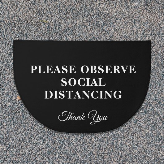 Beleefde zwart-wit social distancing deurmat