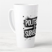 Beleefdheid is subversief latte mok (Linkerhoek)