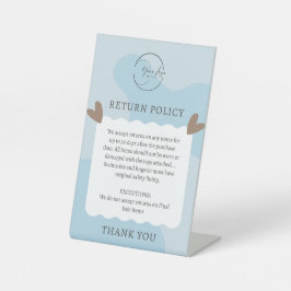 Beleeftijd Licht blauw productretourbeleid Reclamebord Met Voetstuk
