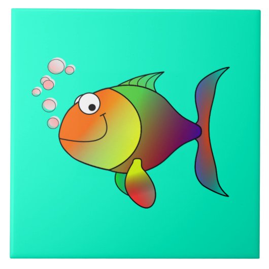 Beleest de vis, schattig en kleurrijk tegeltje (Voorkant)