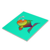 Beleest de vis, schattig en kleurrijk tegeltje (Zijkant)