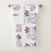 Belegend pink axolotl bad handdoek (Insitu)