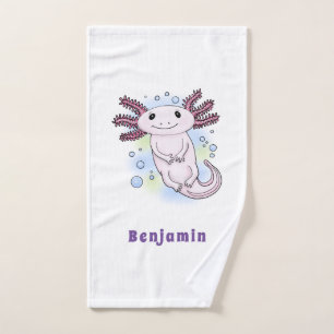 Belegend pink axolotl bad handdoek