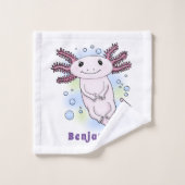 Belegend pink axolotl bad handdoek (Wasdoekje)