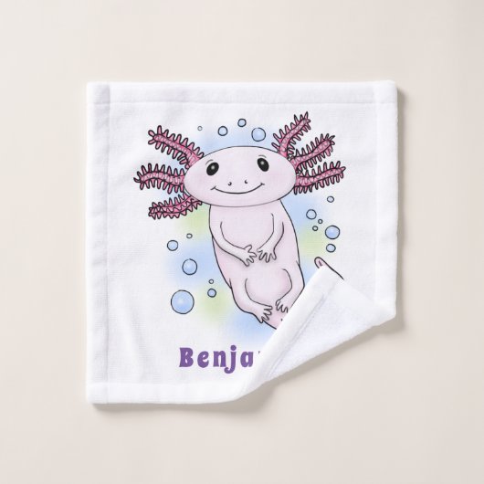 Belegend pink axolotl bad handdoek (Wasdoekje)