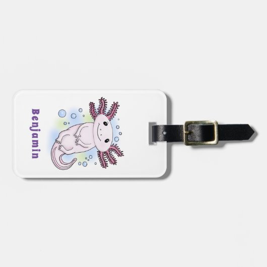Belegend pink axolotl bagagelabel (Voorkant horizontaal)