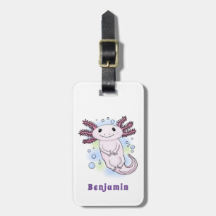 Belegend pink axolotl bagagelabel
