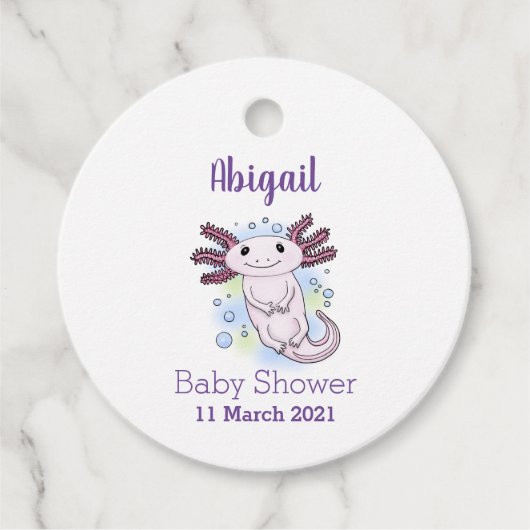 Belegend pink axolotl bedankjes labels (Voorkant)